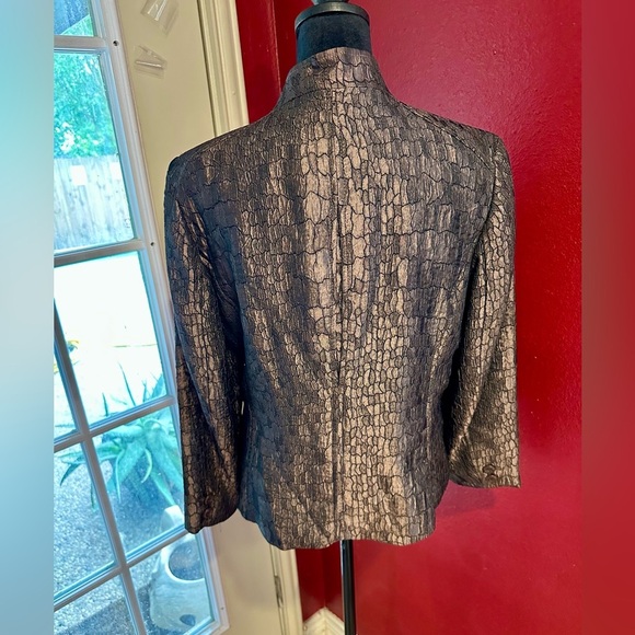 ERIN by Erin London Blazer Jacket PM Metallic Bronze Croc Textured Petite Medium - Picture 10 of 10